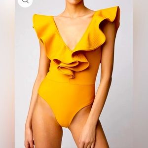 NWT Deep V Neck Ruffled Swimsuit